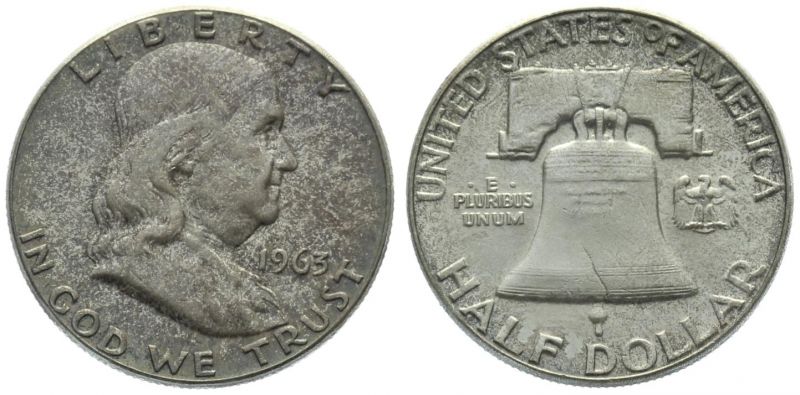 1963 USA 1/2 Dollar Franklin